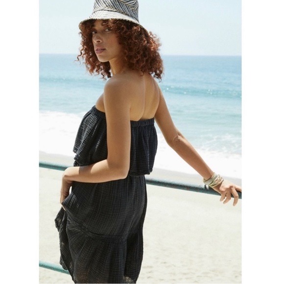 DAILY PRACTICE BY ANTHROPOLOGIE BLACK KYLIE KONA STRAPLESS DRESS - Picture 3 of 15